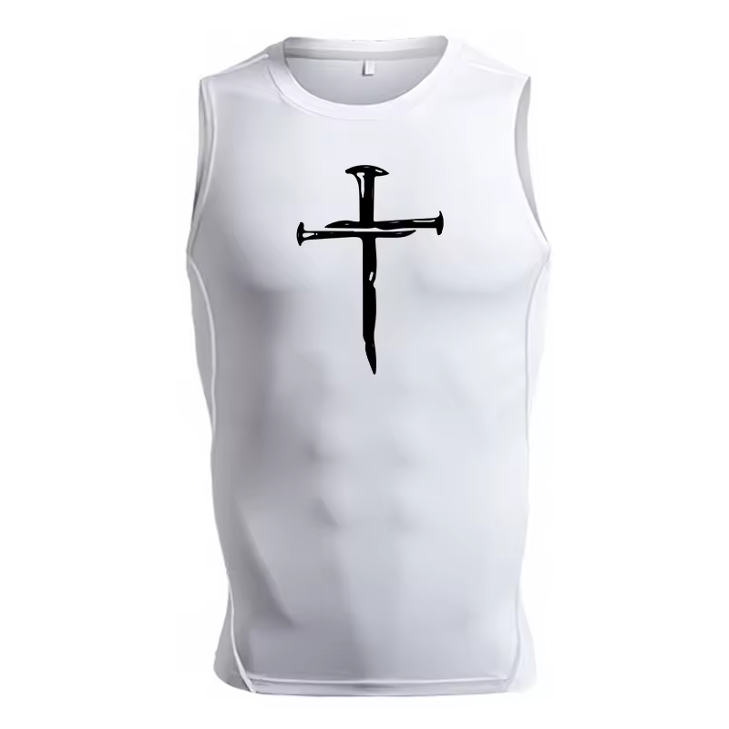 Cross Made of Nails Men’s Compression Rash Guard Tank Top