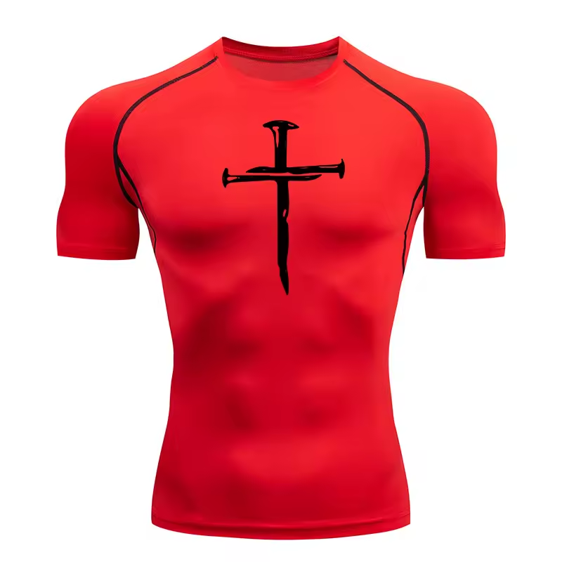 Cross Made of Nails Men’s Compression Rash Guard T-Shirt