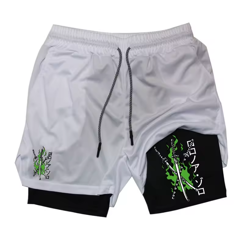 Pirate Hunter Zoro Men’s 2-in-1 Training Gym Shorts