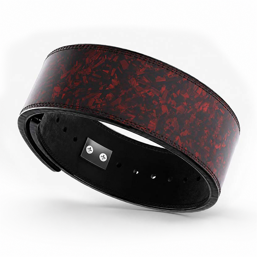 Red Forged Carbon Lever Belt – Premium 10mm Genuine Leather Weightlifting Belt
