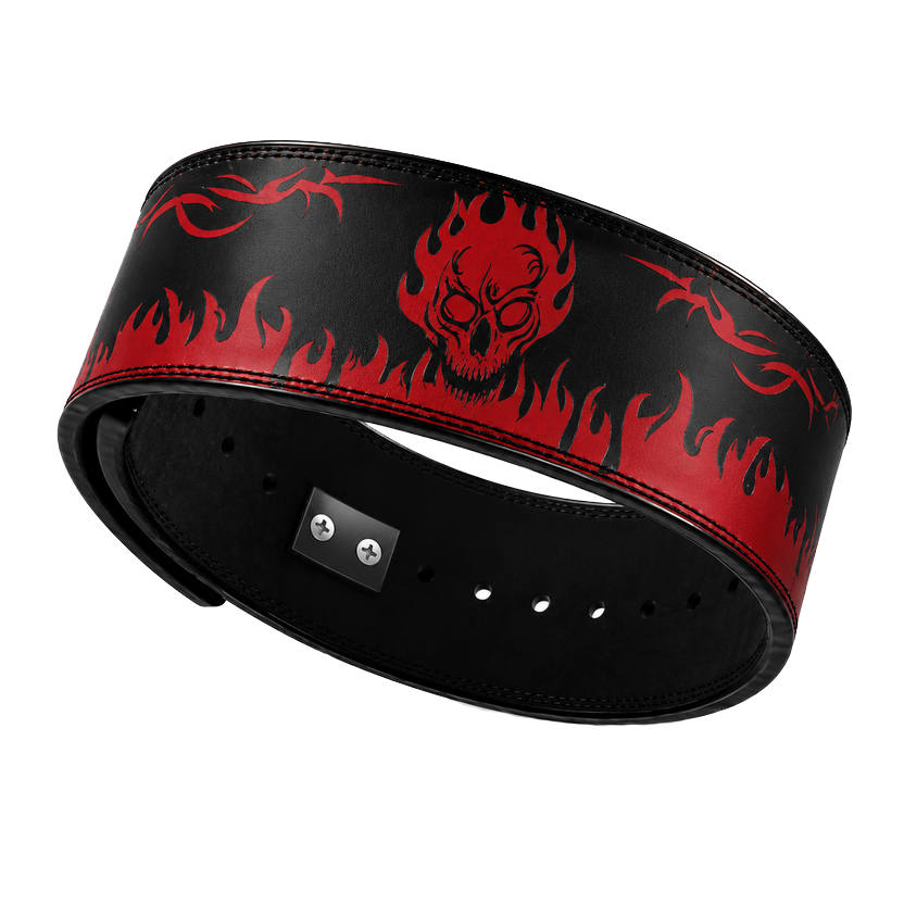 Flaming Skull Lever Belt – Premium 10mm Genuine Leather Weightlifting Belt