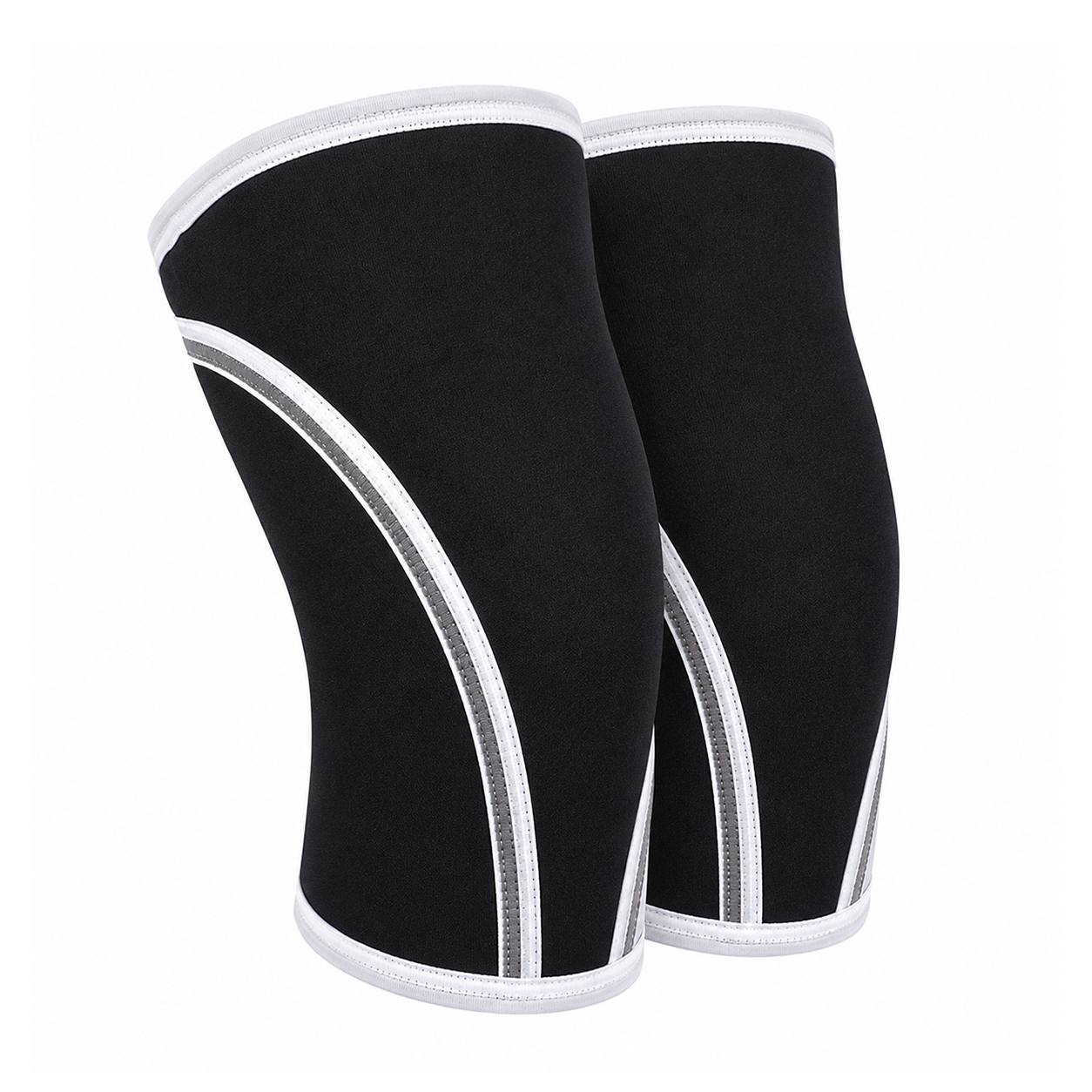 Black & White 7mm Neoprene Knee Sleeves – Heavy Duty Knee Support for Powerlifting & Strength Training