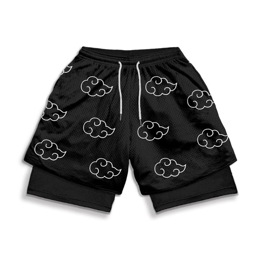 Akatsuki Gym Shorts — Naruto-Inspired Two-Layer Workout Shorts for Performance & Style