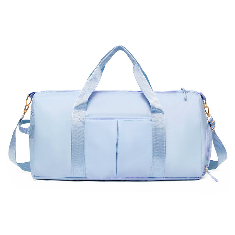 Light Blue Women's Water-Resistant Sports Duffel Bag – Stylish Gym & Travel Bag with Shoe Compartment