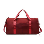 Red Women's Water-Resistant Sports Duffel Bag – Stylish Gym & Travel Bag with Shoe Compartment