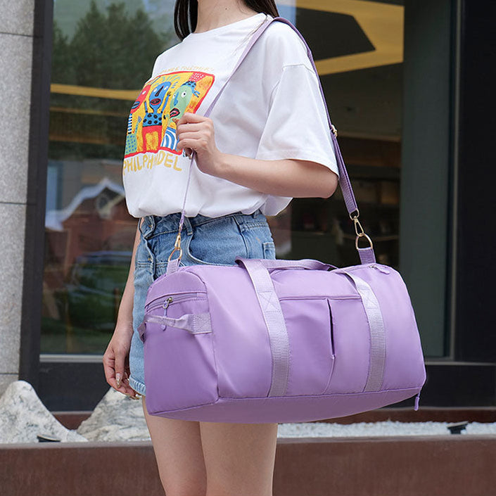 Purple Women's Water-Resistant Sports Duffel Bag – Stylish Gym & Travel Bag with Shoe Compartment