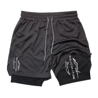 Sung Jinwoo Gym Shorts | Solo Leveling Anime Gym Shorts | Two‑Layer Breathable Workout Shorts