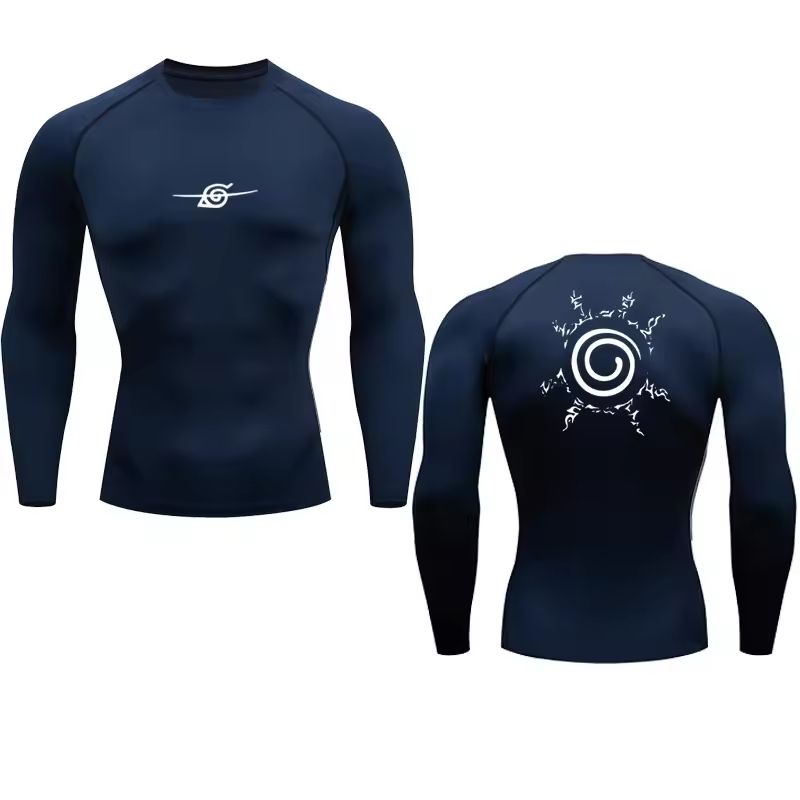 Konoha Spiral Men’s Compression Rash Guard Long Sleeve