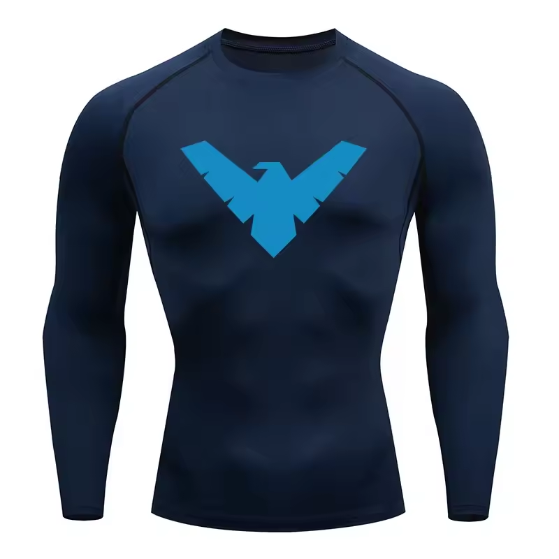 Nightwing Compression Long Sleeve | Anime Gym Wear | Breathable Workout Shirt