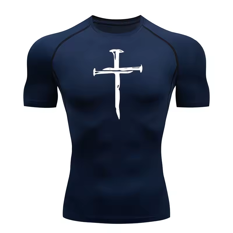 Cross Made of Nails Men’s Compression Rash Guard T-Shirt