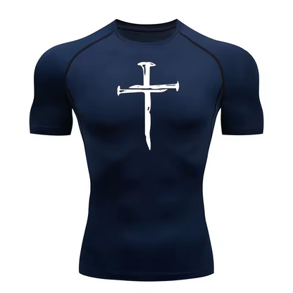 Cross Made of Nails Men’s Compression Rash Guard T-Shirt