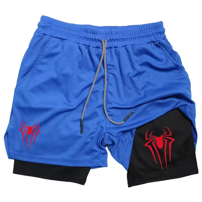 Spider Gym Shorts | Two‑Layer Anime Gym Shorts | Breathable Performance Shorts