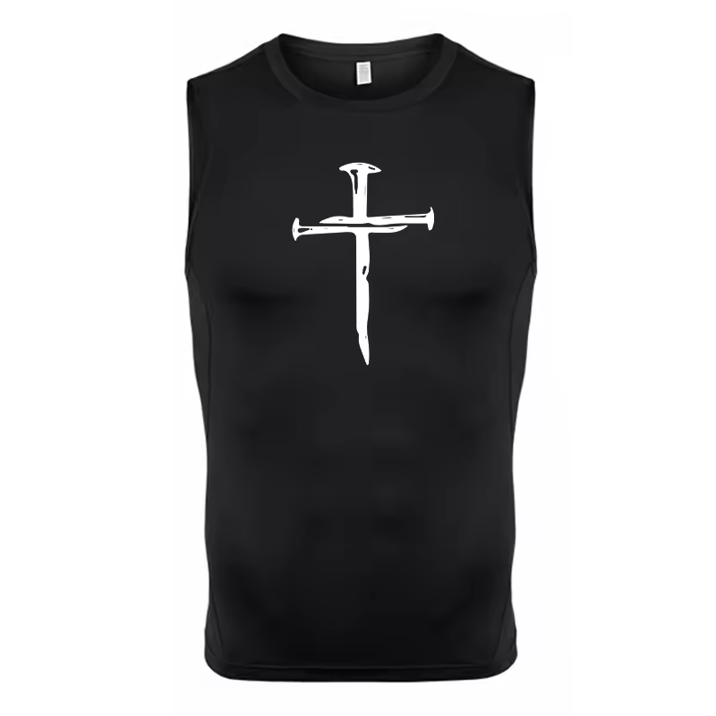 Cross Made of Nails Men’s Compression Rash Guard Tank Top