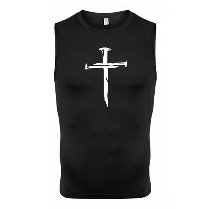 Cross Made of Nails Men’s Compression Rash Guard Tank Top