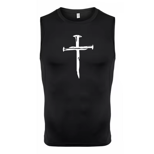 Cross Made of Nails Men’s Compression Rash Guard Tank Top