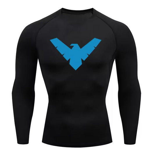 Nightwing Compression Long Sleeve | Anime Gym Wear | Breathable Workout Shirt