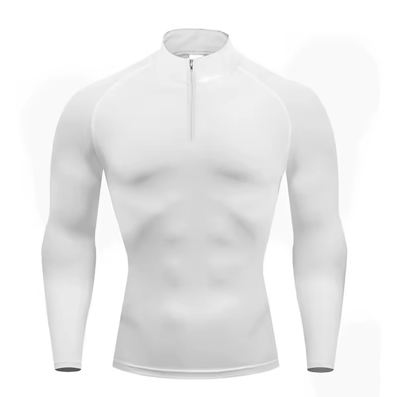Compression Long Sleeve with Quarter Zip | Breathable Gym Wear | Performance Workout Shirt