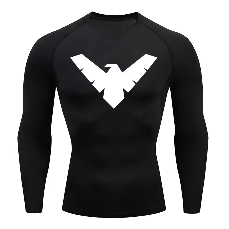 Nightwing Compression Long Sleeve | Anime Gym Wear | Breathable Workout Shirt