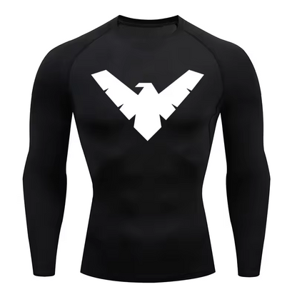 Nightwing Compression Long Sleeve | Anime Gym Wear | Breathable Workout Shirt