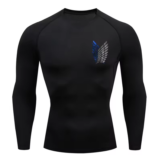 Attack on Titan Compression Long Sleeve Anime | Survey Corps Workout Top | Wings of Freedom Gym Wear