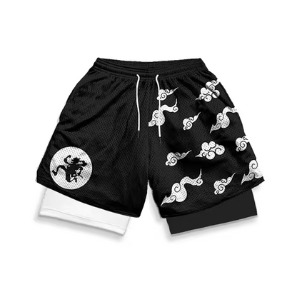 Sun God Gym Shorts | Anime-Inspired Performance Shorts | Breathable Two-Layer Workout Gear