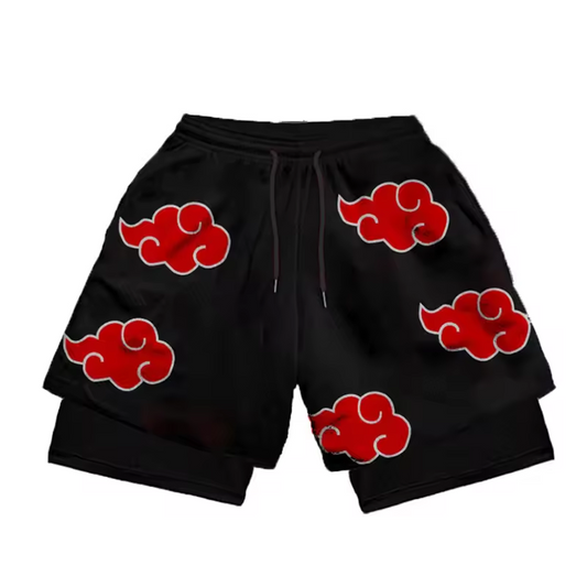 Akatsuki Red Cloud Men’s 2-in-1 Training Gym Shorts
