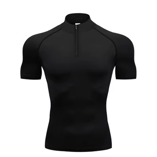 Compression T-Shirt with Quarter Zip | Breathable Gym Wear | Performance Workout Shirt