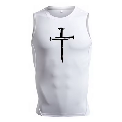 Cross Made of Nails Men’s Compression Rash Guard Tank Top