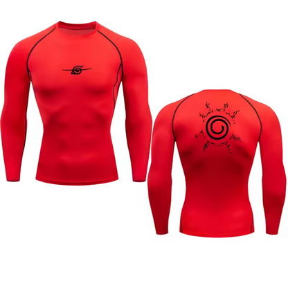 Konoha Spiral Men’s Compression Rash Guard Long Sleeve