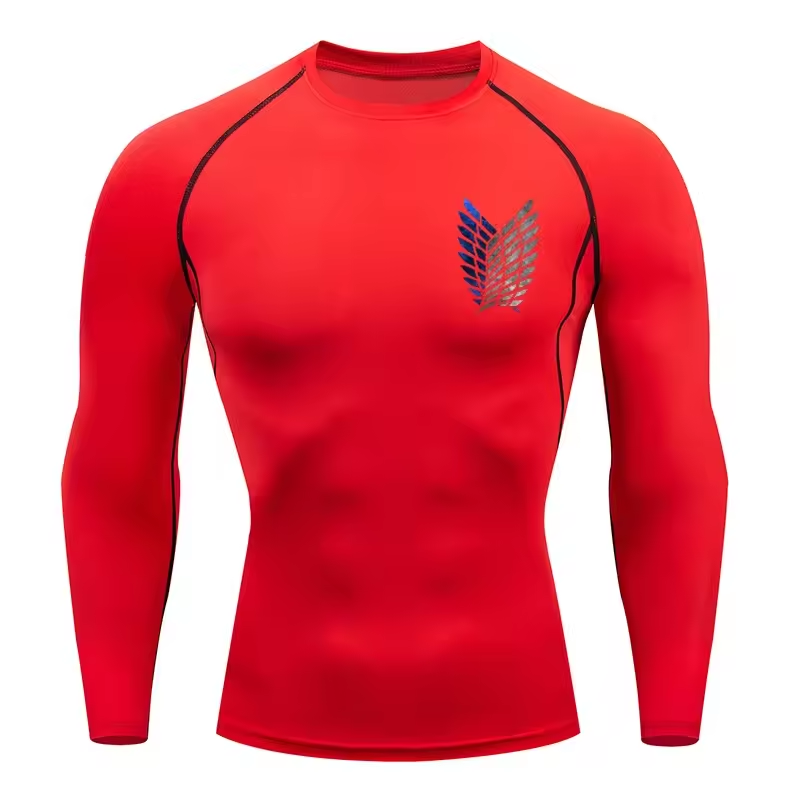 Attack on Titan Compression Long Sleeve Anime | Survey Corps Workout Top | Wings of Freedom Gym Wear