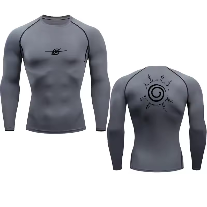 Konoha Spiral Men’s Compression Rash Guard Long Sleeve