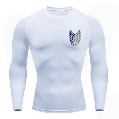 Attack on Titan Compression Long Sleeve Anime | Survey Corps Workout Top | Wings of Freedom Gym Wear