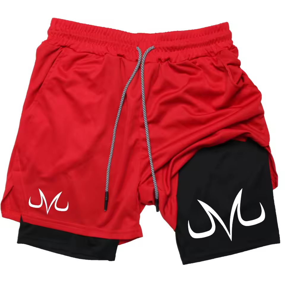 Majin Vegeta Gym Shorts | Dragon Ball Z dbz Anime Gym Shorts | Breathable Two-Layer Workout Shorts v2