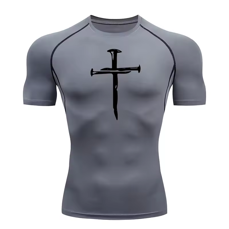 Cross Made of Nails Men’s Compression Rash Guard T-Shirt