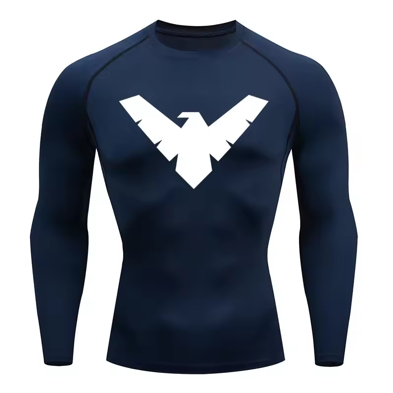 Nightwing Compression Long Sleeve | Anime Gym Wear | Breathable Workout Shirt