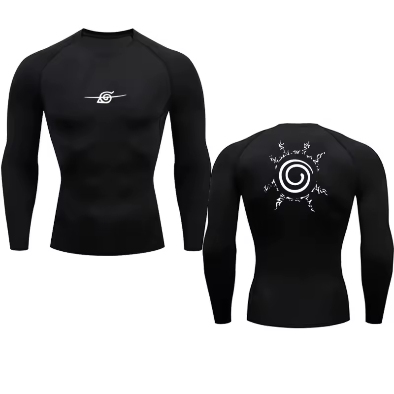 Konoha Spiral Men’s Compression Rash Guard Long Sleeve