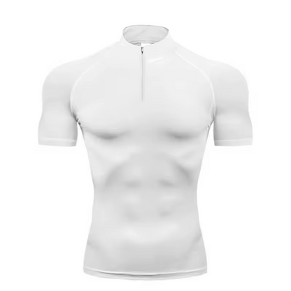 Compression T-Shirt with Quarter Zip | Breathable Gym Wear | Performance Workout Shirt