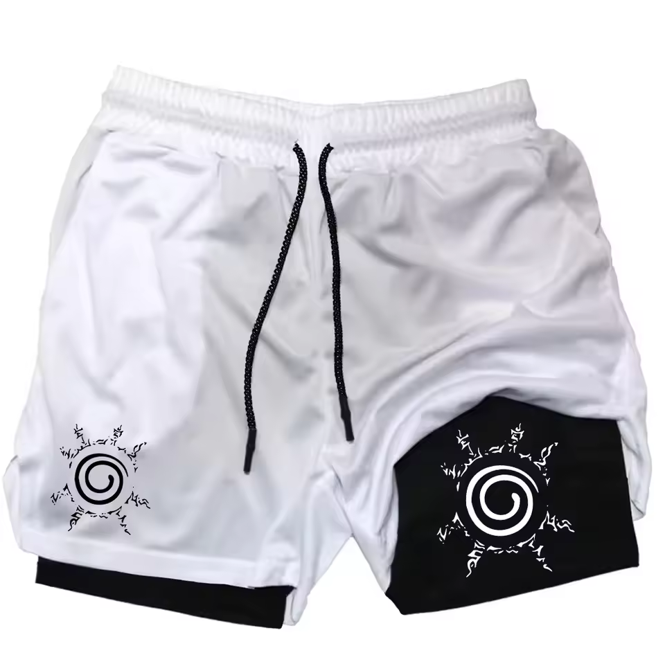 Konoha Spiral Men’s 2-in-1 Training Gym Shorts