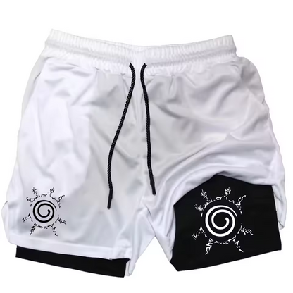 Konoha Spiral Men’s 2-in-1 Training Gym Shorts