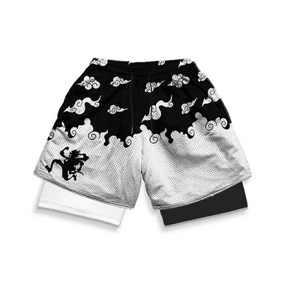 Sun God Gym Shorts | Anime-Inspired Performance Shorts | Breathable Two-Layer Workout Gear