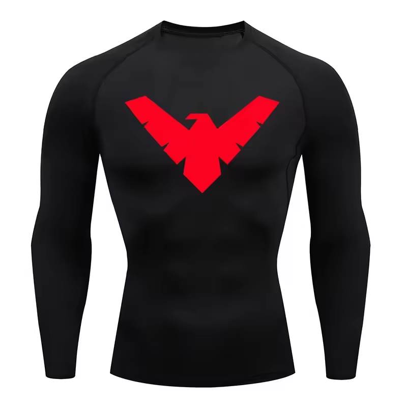 Nightwing Compression Long Sleeve | Anime Gym Wear | Breathable Workout Shirt