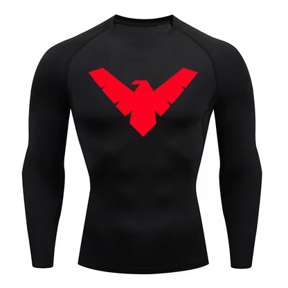 Nightwing Compression Long Sleeve | Anime Gym Wear | Breathable Workout Shirt