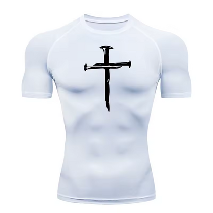 Cross Made of Nails Men’s Compression Rash Guard T-Shirt