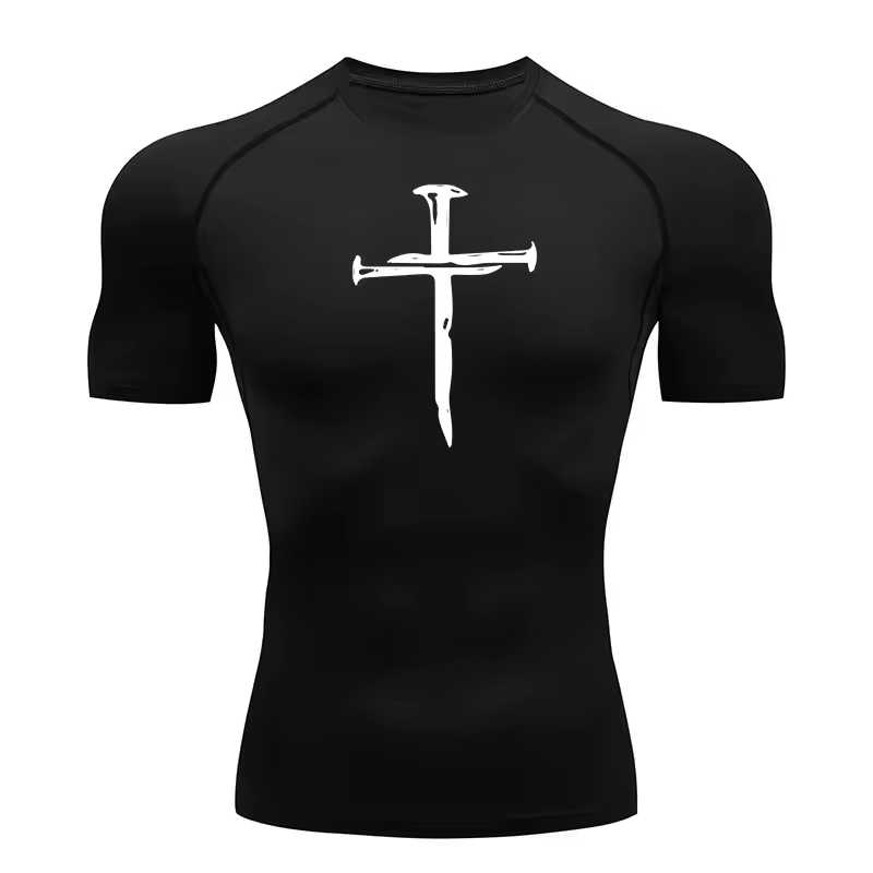 Cross Made of Nails Men’s Compression Rash Guard T-Shirt