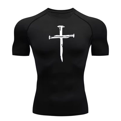 Cross Made of Nails Men’s Compression Rash Guard T-Shirt