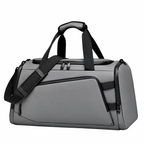 Grey Waterproof Gym Bag – Sports Duffel Bag with Shoe Compartment & Wet/Dry Separation