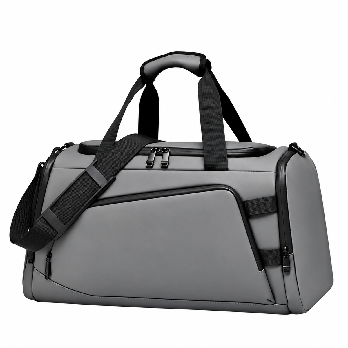 Grey Waterproof Gym Bag – Sports Duffel Bag with Shoe Compartment & Wet/Dry Separation