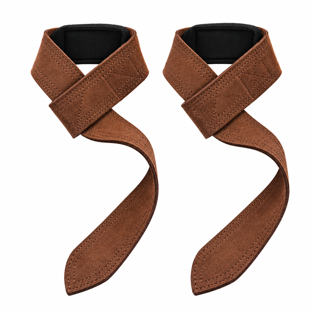 Brown Cowhide Lifting Straps – SBR Weightlifting Straps for Deadlifts & Strength Training
