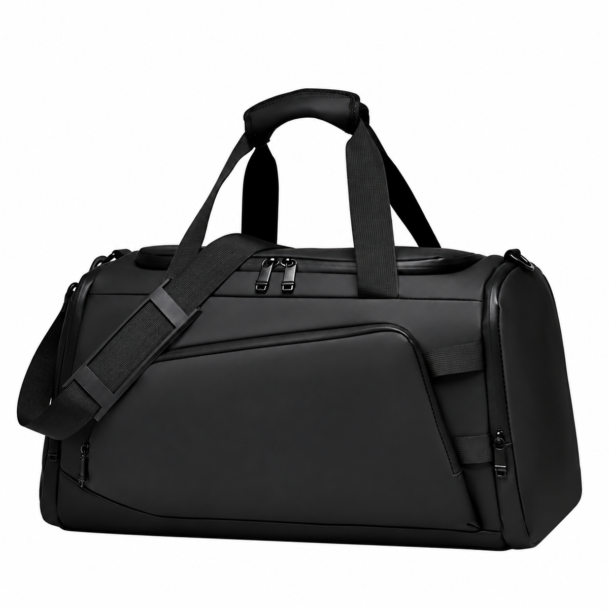 Black Waterproof Gym Bag – Sports Duffel Bag with Shoe Compartment & Wet/Dry Separation