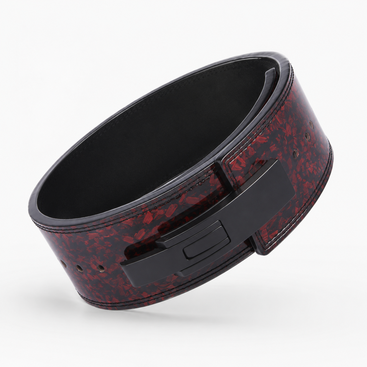 Red Forged Carbon Lever Belt – Premium 10mm Genuine Leather Weightlifting Belt